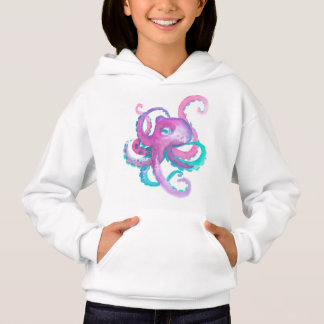 Octopus de aquarela rosa-branca  