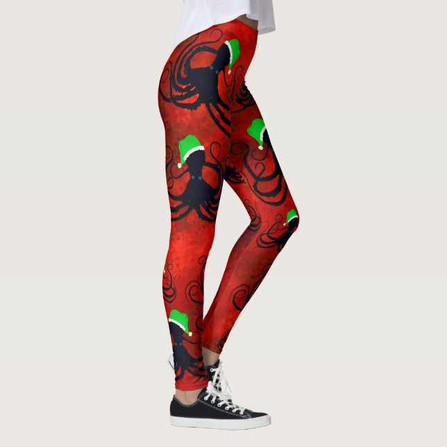 Octopus De Natal Em Vermelho - Leggings (Direita)