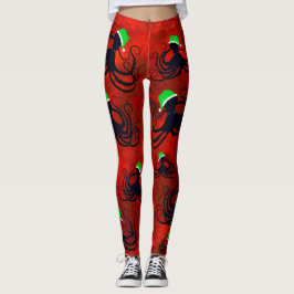 Octopus De Natal Em Vermelho - Leggings