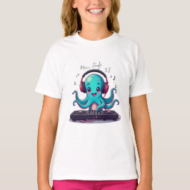 Octopus DJ sorridente, Feliz Camiseta Selva de Mús