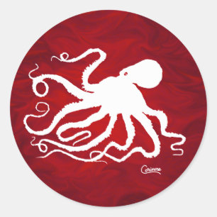 Octopus em vermelho - adesivos de envelopes