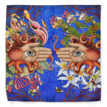 Octopus Floral Bandana Adulto/Grande 22" x 22"