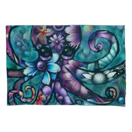 Octopus Floral Teal Roxo Azul Costeira