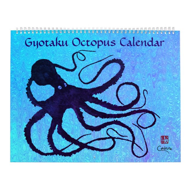 Octopus Gyotaku - Calendário Grande (Capa)