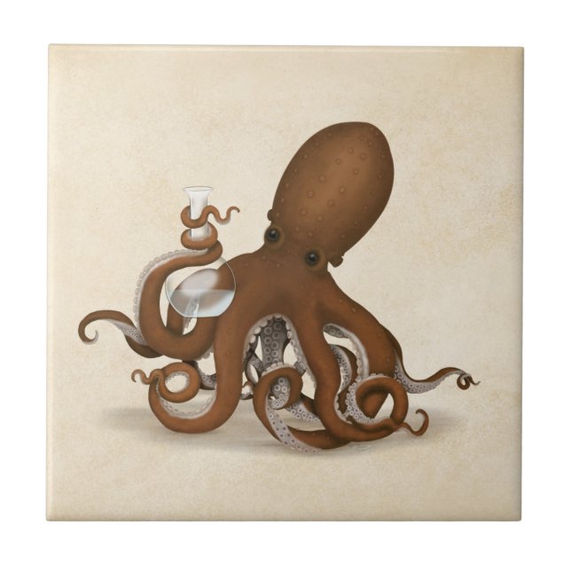 Octopus Holding Chemistry Flask Steampunk Science (Frente)