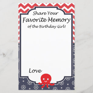 Octopus Memória Favorita da Rapariga de Aniversári