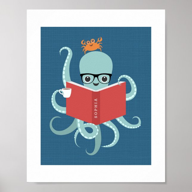 Octopus Personalizado Poster Impressão (Frente)