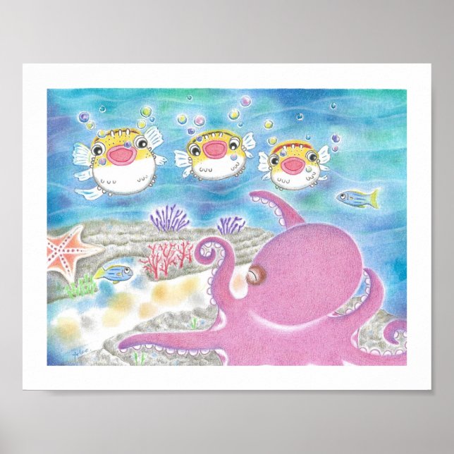 Octopus Porcupinefish Cantando Poster (Frente)