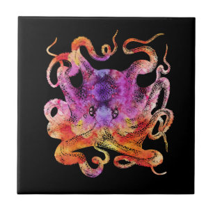 Octopus Retro Tie Dye Colorida Arco-Íris Colorido