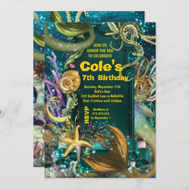 Octopus Sob o Convite do Partido da Sereia do Mar (Frente/Verso)