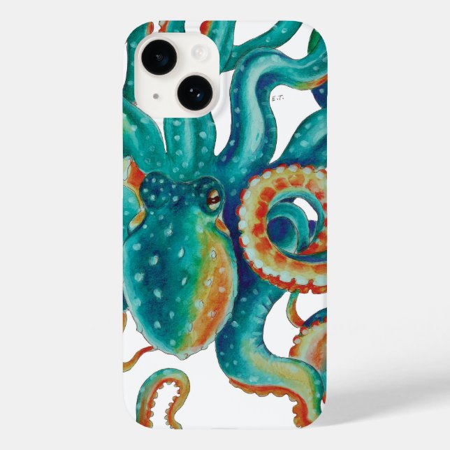 Octopus Teal Watercolor Art (Verso)