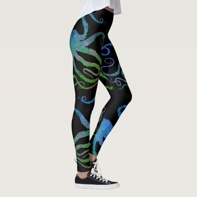 Octopus Verde Azul em Sua Cor - Leggings (Direita)