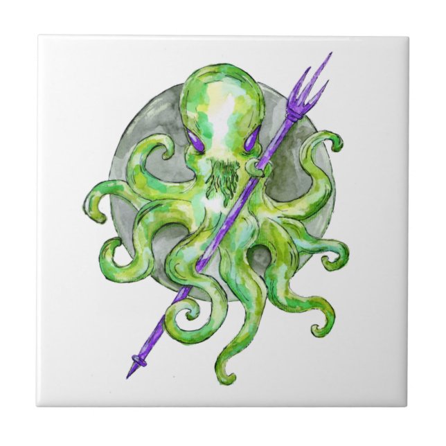 Octopus Verde com Tridente Roxo (Frente)