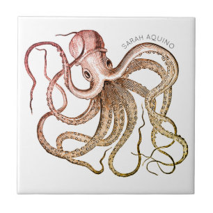 Octopus Whimsical E Azulejo De Nome De Tentáculos