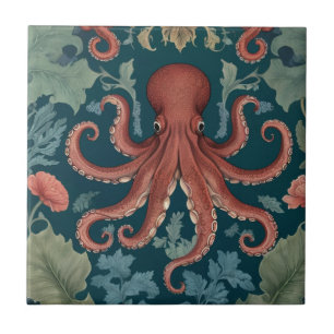 Octopus William Morris estilo Sea Ocean Marine