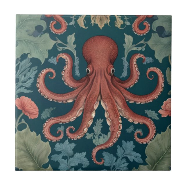 Octopus William Morris estilo Sea Ocean Marine (Frente)