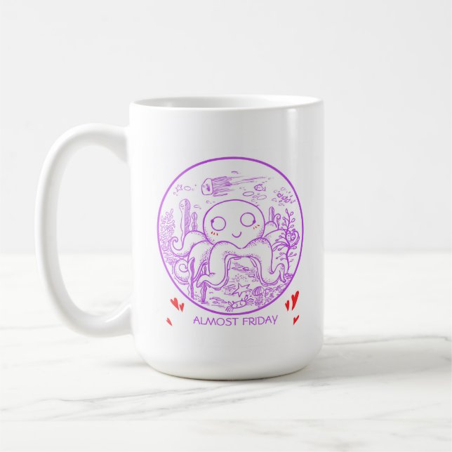 Octopus Xícara de café com Mug Gift Cute Octopus L (Esquerda)