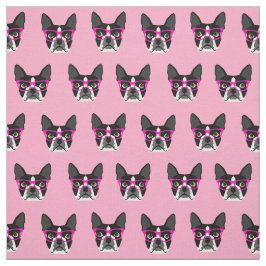 Óculos de Boston Terrier - tecido rosa
