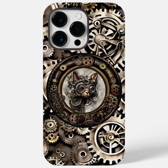 Óculos de Gato Steampunk - iPhone X 14 PRO MAX Cas (Verso)