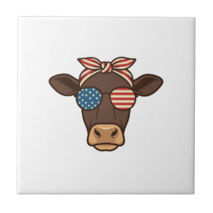 Óculos de sol com cabeça de vaca patriótica design