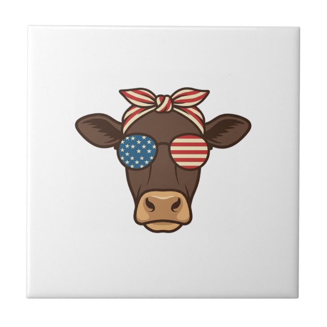 Óculos de sol com cabeça de vaca patriótica design (Frente)