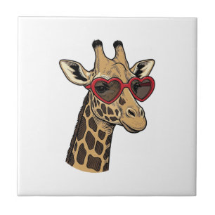 Óculos de Sol com Coração de Girafa Gravada Vintag
