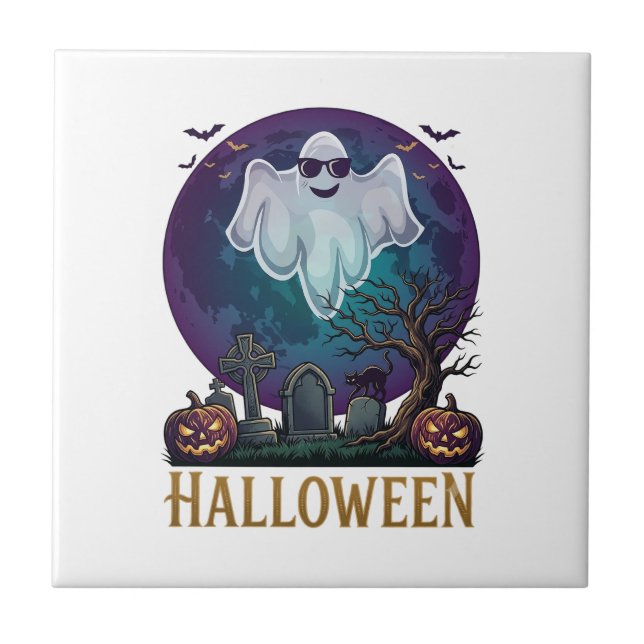 Óculos de sol de fantasma de Halloween Lua roxa Ce (Frente)