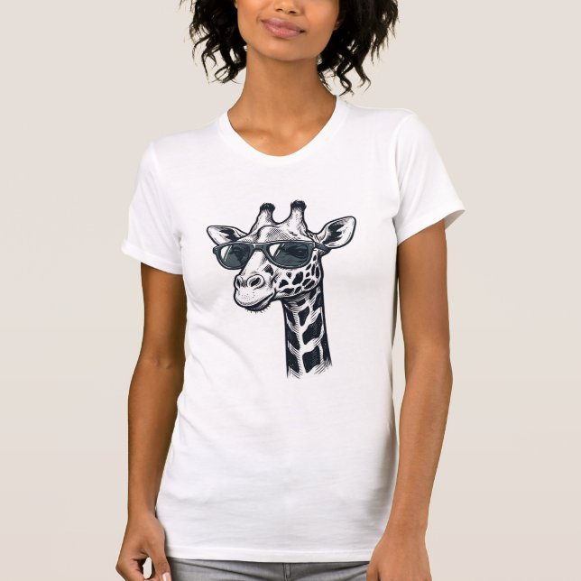 Óculos de sol de girafa legais Camiseta com gravaç (Frente)