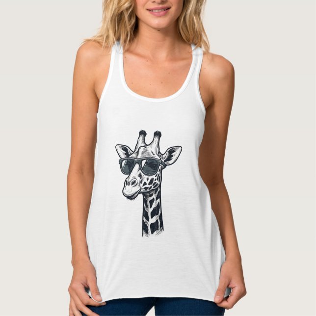 Óculos de Sol de Girafa Legal Camiseta com Gravaçã (Frente)