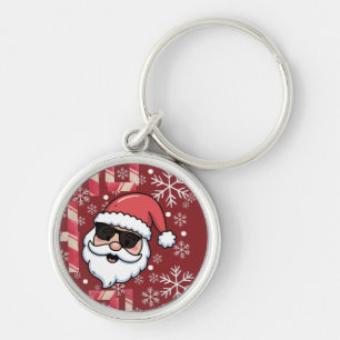 Óculos de sol do Papai Noel retrô legal chaveiro d