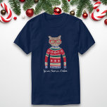 Óculos de Visto de Gato Engraçado, Suéter de Natal<br><div class="desc">Camisa festiva de inverno com um gato vestindo óculos vermelhos e um doce nórdico de Natal "Feio". Na verdade, achamos que ele é preferencialmente quadril! Personalize com seu próprio texto personalizado ou simplesmente exclua. Faz uma camisa perfeita para uma festa de suéter de Natal Feio ou camisa de Natal para...</div>