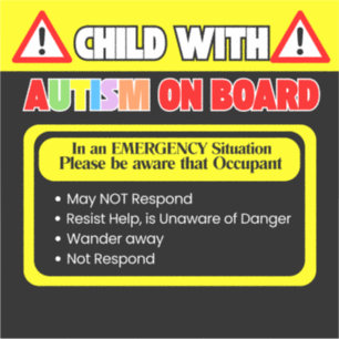 Ocupante com Autismo a Bordo Adesivo para Carro