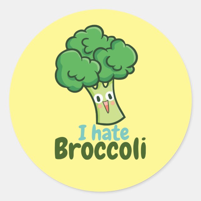 Odeio o adesivo redondo do Broccoli Boy (Frente)