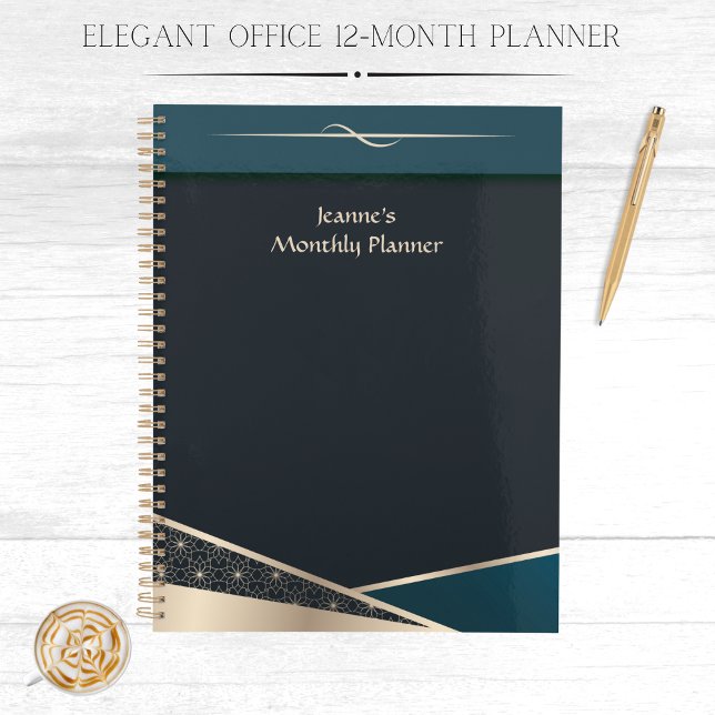 Office 12 Meses Planejador Diário Semanal (Elegant Office 12-Month Planner Daily Weekly Monthly)