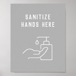 Office Hygiene Sanitize Suas Mãos Aqui Poster