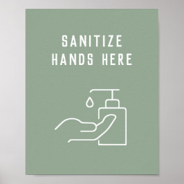 Office Hygiene Sanitize Suas Mãos Aqui Poster