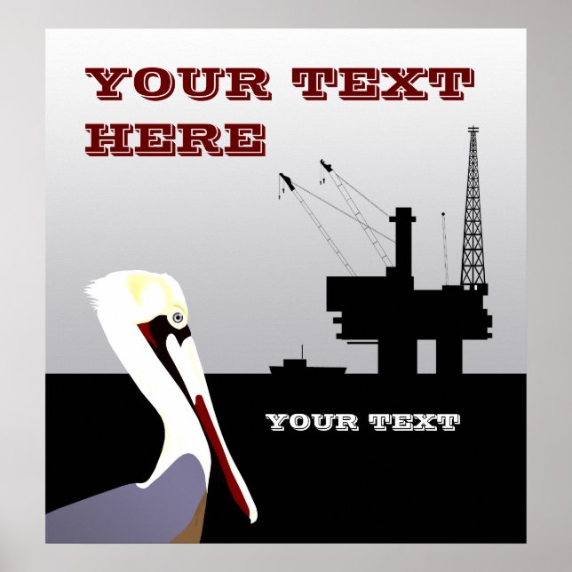 Offshore Oil and Pelican Poster Template (Frente)