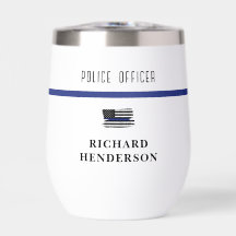 Oficial de Polícia Personalizado Linha Azul Fino