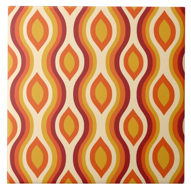 Ogee de Hourglass Retro em laranja, Amarelo e Verm (Frente)