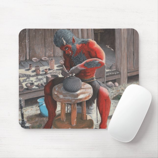 Ogre Working Pottery Wheel Fantasy Art Mousepad (Com mouse)