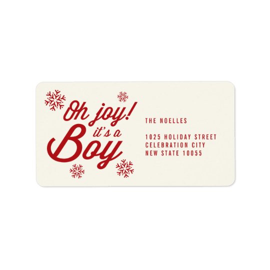 Oh alegria é etiqueta de endereço do Natal do bebê