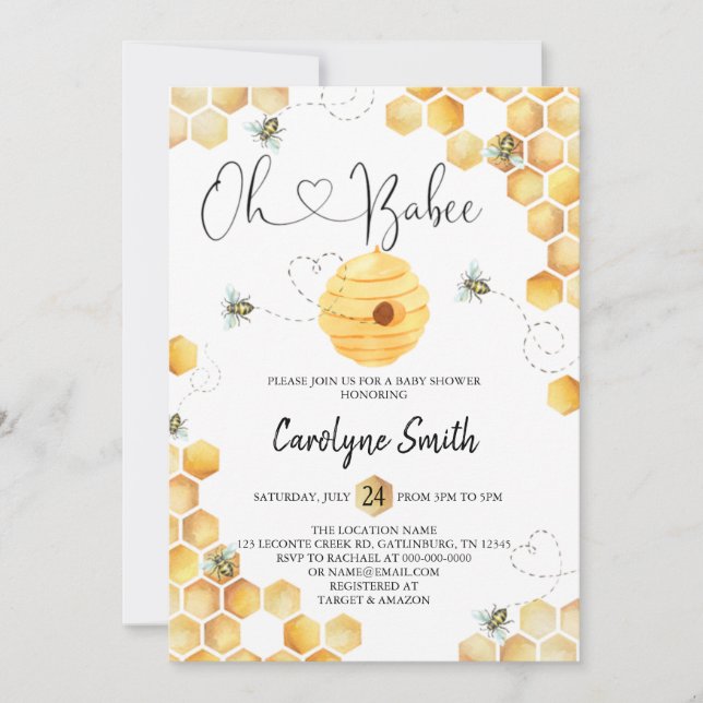 Oh Babee Chá de fraldas Convite (Frente)