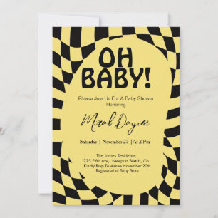 Oh Baby! Amarelo Xadrez Moderno Convite de Churras