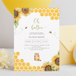 Oh Baby Bee Honey Chá de fraldas Convite