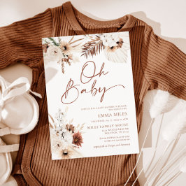 Oh Baby Boho Pampas Chá de fraldas Convite