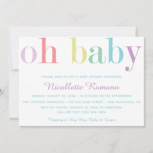 Oh Baby Bold Pastel Rainbow Convite para Chá de fr