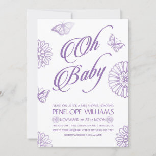 Oh Baby  Convites Para Bebês  Roxo
