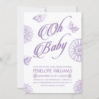 Oh Baby| Convites Para Bebês| Roxo