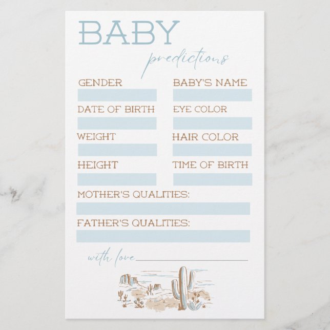 Oh Baby Cowboy Baby Shower Predictions (Frente)