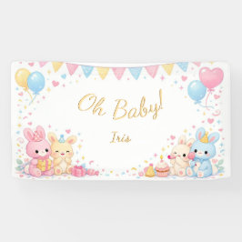 Oh Baby, Cute Bunny Pastel Gender Neutral Shower 